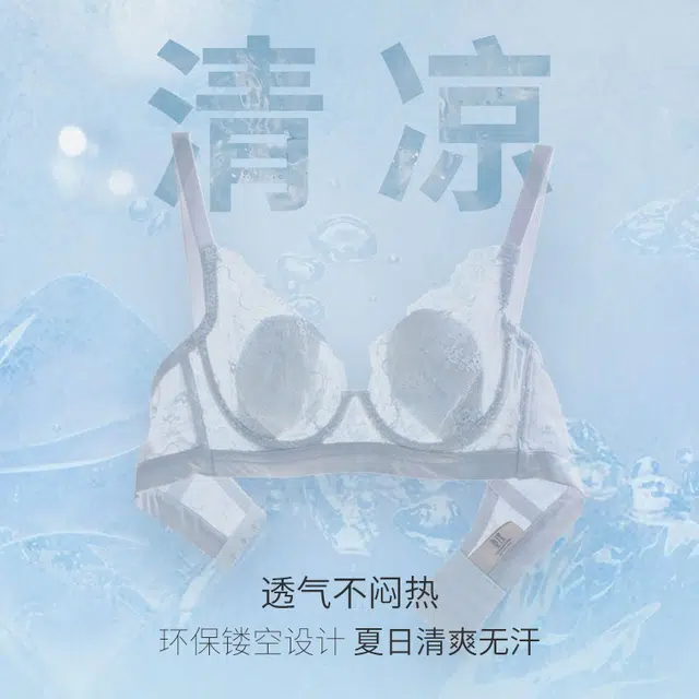 重璞 雪花系列 超薄杯内衣女薄款大胸显小蕾丝胸罩舒适透气中小胸文胸 女款