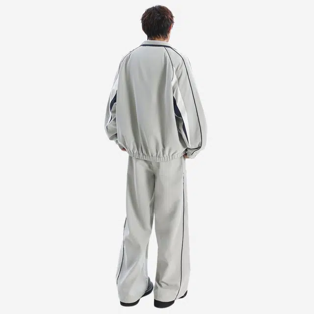 美式复古运动风拼接撞色立领春秋季潮牌帅气青年上衣休闲外套长裤  冲锋衣套装  男女同款