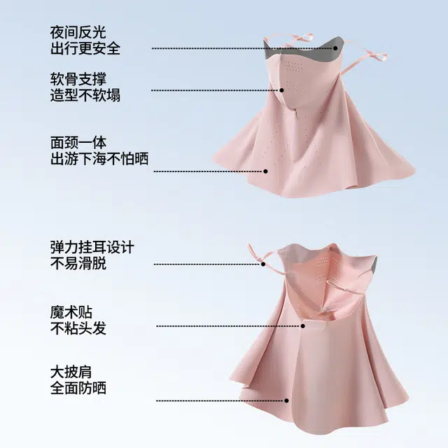南极人 无痕一体遮阳帽子夏季防紫外线可折叠空顶太阳帽户外骑行开车运动遮全脸口罩冰丝面罩护颈透气 轻薄款 防晒帽 男女同款情侣款