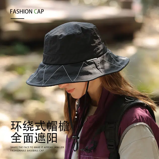 南极人 速干遮阳帽子户外钓鱼露营旅游登山帽大帽檐显脸小休闲百搭太阳帽防晒面罩遮全脸护颈脖套冰丝透气 轻薄款 渔夫帽 男女同款情侣款