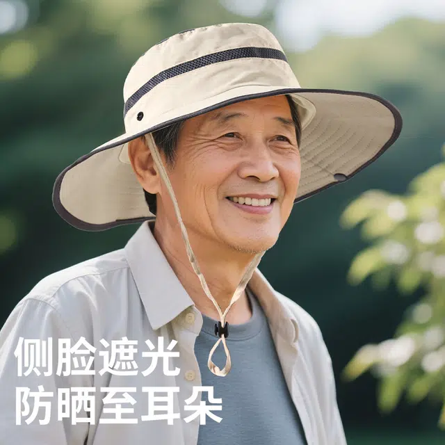 南极人 防晒遮阳帽子夏季中老年人爸爸钓鱼太阳帽防紫外线速干大帽檐户外透气时尚休闲 轻薄款 渔夫帽 男款
