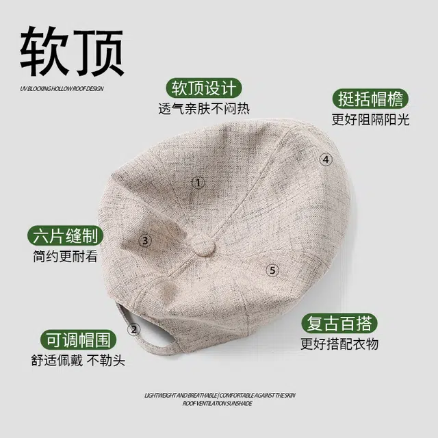 南极人 复古前进帽子显脸小适合方圆脸日系文艺反戴鸭舌帽休闲百搭报童画家帽 四季款 贝雷帽 男女同款情侣款