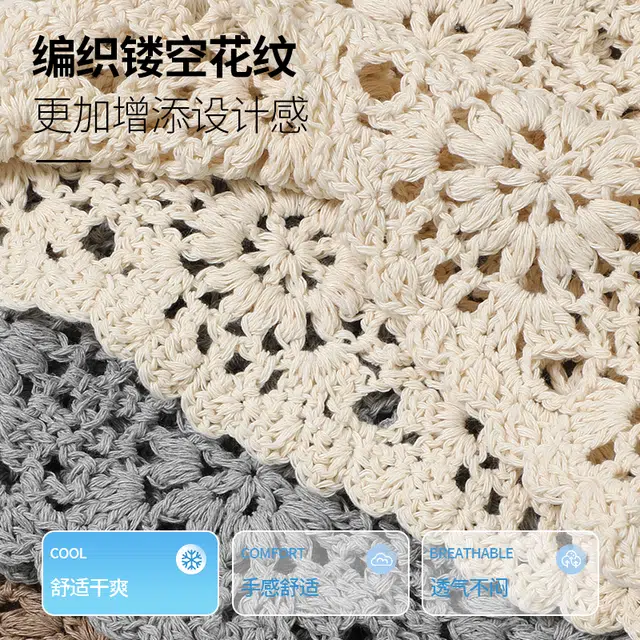 【太出片了】 南极人 手工钩花镂空针织帽堆堆冷帽夏季薄款文艺显脸小编织帽民族风设计复古包头帽 棉 帽子 女款
