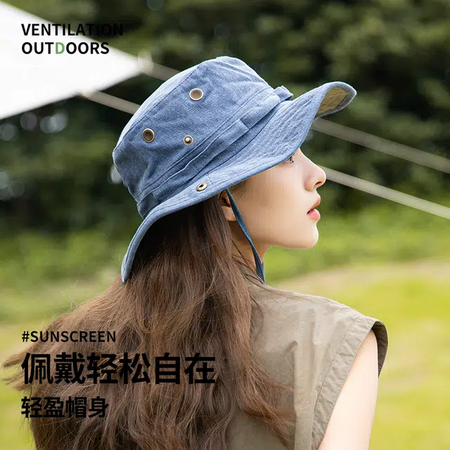 南极人 水洗做旧复古西部牛仔帽子夏季防紫外线户外露营钓鱼登山帽遮阳防晒帽透气百搭显脸小 棉 渔夫帽 男女同款情侣款