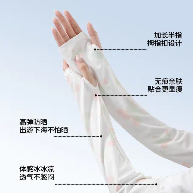 南极人 冰袖防紫外线冰丝袖套夏季宽松冰凉手袖户外骑行开车加长护手臂套袖遮阳透气轻薄 锦纶 防晒袖 女款