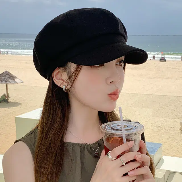 南极人 春夏防晒帽子高级感复古显脸小报童帽透气鸭舌画家帽时尚百搭 薄款 贝雷帽 女款
