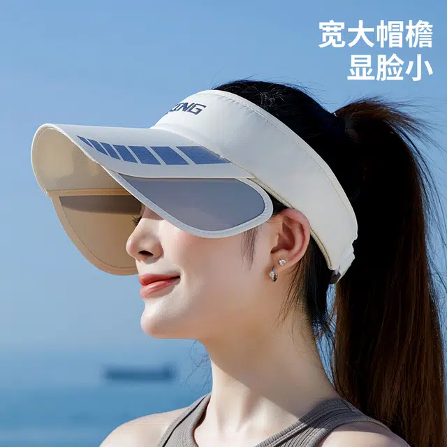 南极人 抽拉板伸缩遮阳帽夏季防紫外线运动跑步空顶太阳帽子骑行面罩遮全脸口罩护颈脸罩冰丝透气速干 锦纶 防晒帽 女款
