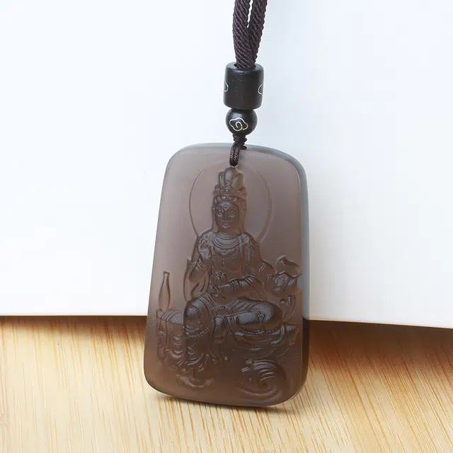 灵气 复古工艺观音吊坠 新中式复古民族风轻奢小众高级感 黑曜石 项链 男女同款情侣款