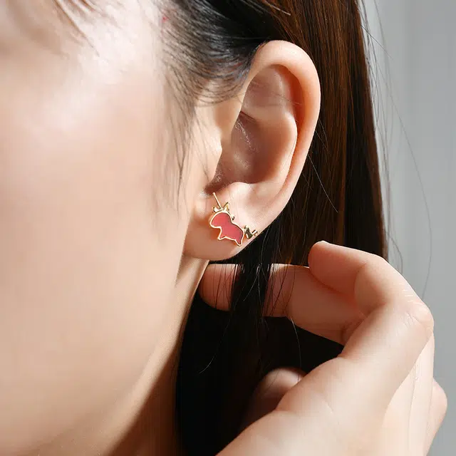 爱的约定 独角兽 可爱小巧轻奢小众设计感日常 玛瑙 耳钉 女款