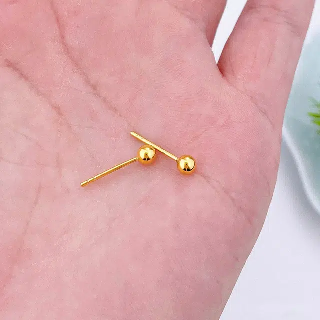攒福珠宝 招财转运小金豆豆养耳棒 精致小巧简约小众耳饰小圆珠耳饰#好运 足金 按克计价 黄金耳钉 女款