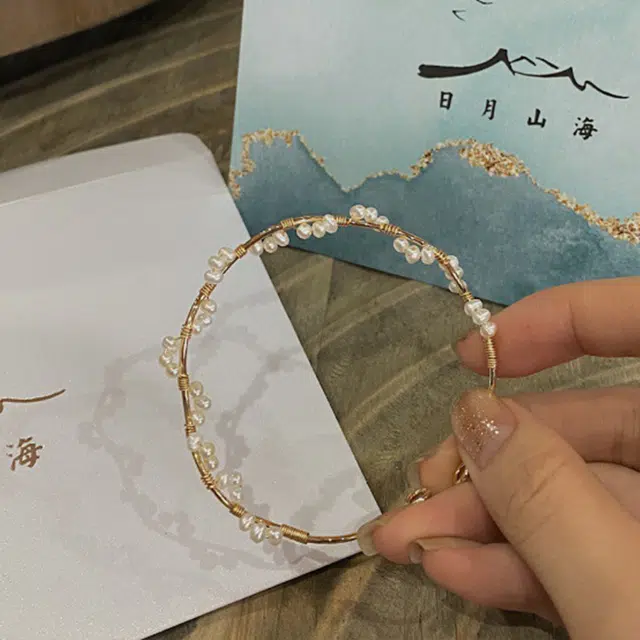 贝诗珠宝 编织 温柔甜美复古小众冷淡气质 淡水珍珠 珍珠手镯 女款
