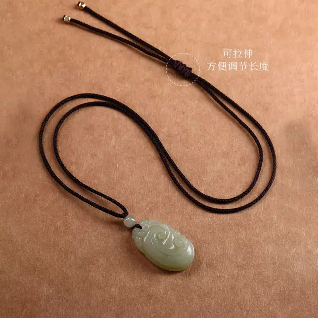 贝诗珠宝 玉如意貔貅吊坠中式复古民族风貔貅如意宝宝玉吊坠平安无事牌玉石玉佩 和田玉项链 青白玉 男女同款情侣款