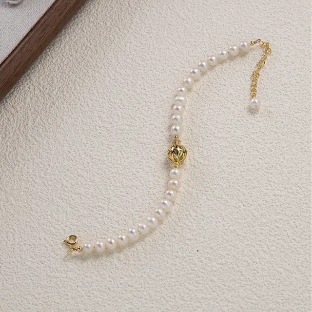 贝诗珠宝 运珠花球 小众轻奢简约欧美时尚轻奢气质精致高级感穿搭百搭日常通勤设计 淡水珍珠 手链 女款