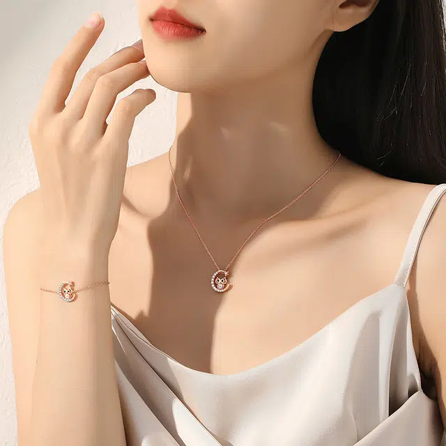 贝诗珠宝 星月猫头鹰手链 简约小众时尚轻奢日常穿搭百搭气质精致高级感少女个性设计 淡水珍珠 手链 女款