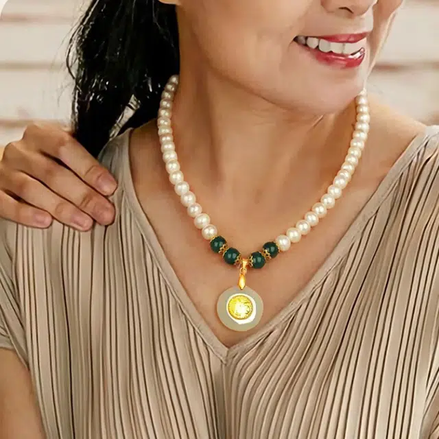 贝诗珠宝 金镶玉弥勒佛吉祥如意公笑佛  轻奢大气温婉转运守护 淡水珍珠 项链 女款