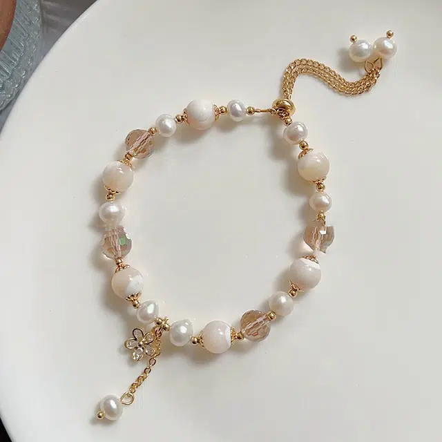 贝诗珠宝 桃花珍珠手串新中式本命年桃花运优雅浪漫简约精致时尚气质 正缘桃花 月老赐福 锦上添花 好事花生 好运 淡水珍珠 手链 女款