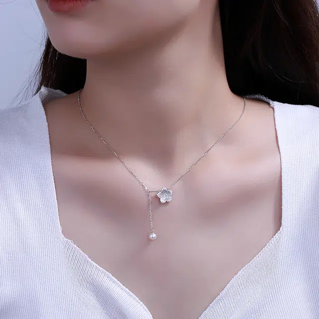 贝诗珠宝 超闪星星锁骨链高级百搭个性流苏小众高级感年轻款闺蜜款 淡水珍珠 项链 女款