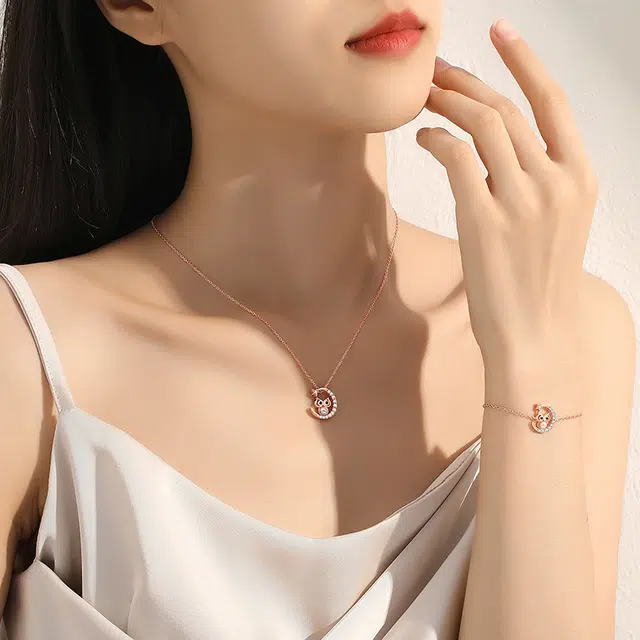 贝诗珠宝 星月猫头鹰手链 简约小众时尚轻奢日常穿搭百搭气质精致高级感少女个性设计 淡水珍珠 手链 女款