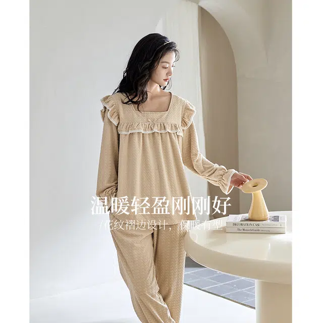 歌倩雅 甜美加厚保暖家居服睡衣套装 女款 礼盒款 图片色