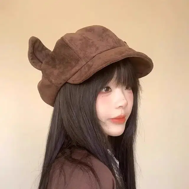 钓鱼熊 日系可爱猫耳朵八角帽子复古百搭贝雷帽时尚显脸小画家帽 聚酯纤维 蓓蕾帽 男女同款情侣款