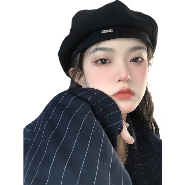 钓鱼熊 时尚复古百搭显脸小 聚酯纤维 贝雷帽 男女同款情侣款