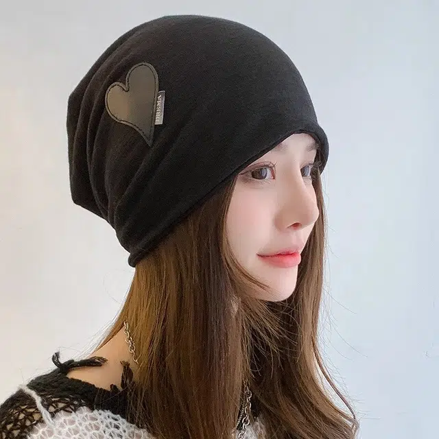 钓鱼熊 慵懒风堆堆帽子女大头围显脸小套头洋气包头帽冷帽 聚酯纤维 绒线帽 男女同款情侣款