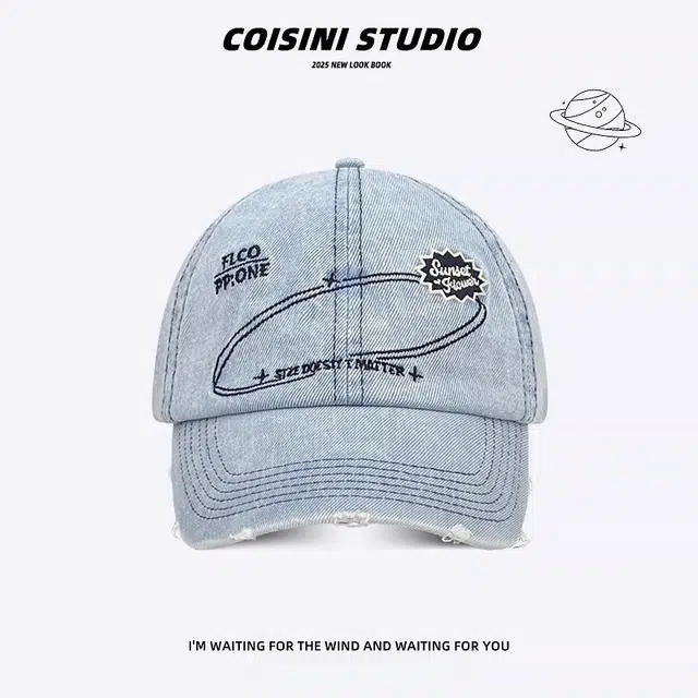 钓鱼熊 小众字母刺绣休闲百搭软顶帽子 棉 鸭舌帽 男女同款情侣款