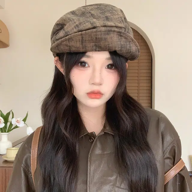 钓鱼熊 复古褶皱文艺休闲百搭大头围 聚酯纤维 贝雷帽 男女同款情侣款