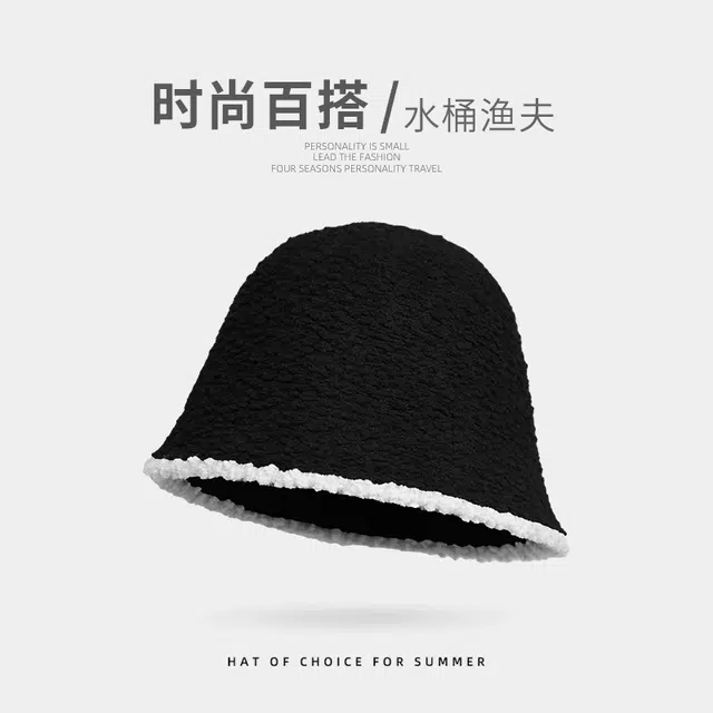 钓鱼熊 小香风毛绒针织帽子 聚酯纤维 渔夫帽 男女同款情侣款