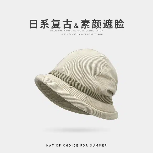 钓鱼熊 设计灯芯绒堆堆帽时尚包头帽复古显脸小渔夫帽 聚酯纤维 绒线帽 男女同款情侣款