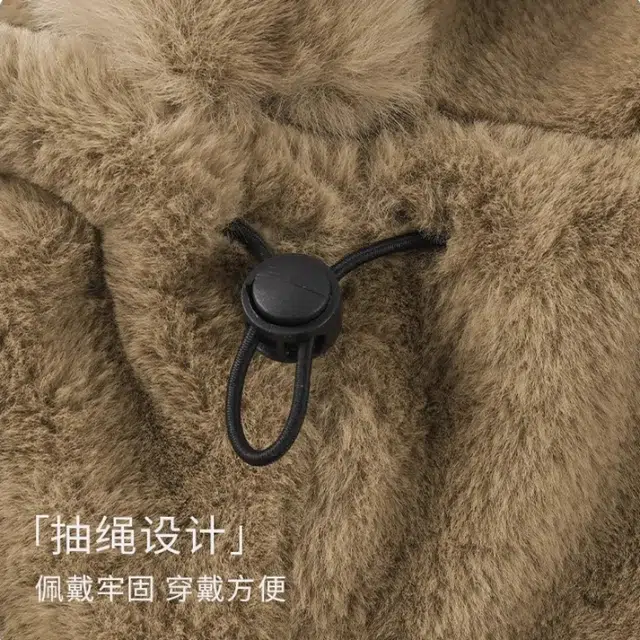 钓鱼熊 【秋冬必备】防寒毛绒围巾一体秋冬季东北骑车电动车防风加厚 聚酯纤维 帽子 男女同款情侣款