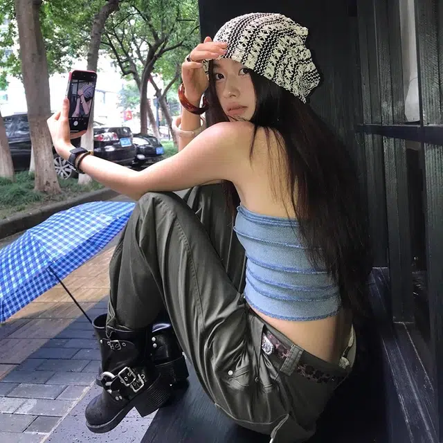 钓鱼熊 缕空钩花辣妹堆堆帽女透气薄款套头帽显脸小包头帽子 聚酯纤维 冷帽 男女同款情侣款