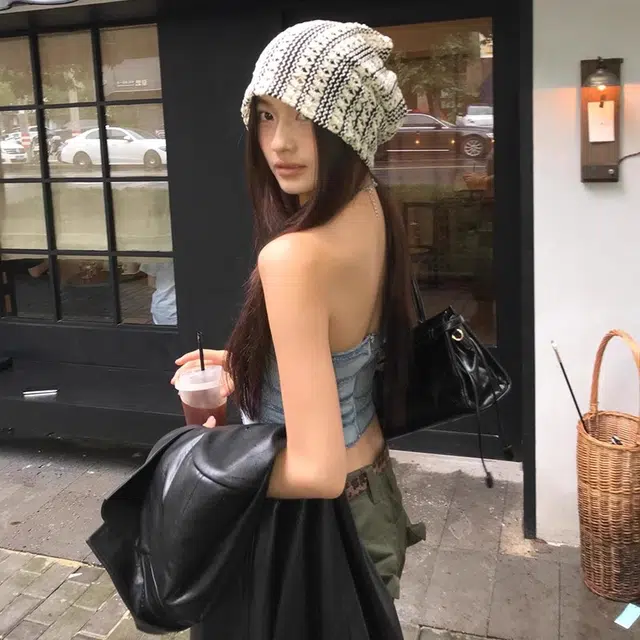 钓鱼熊 缕空钩花辣妹堆堆帽女透气薄款套头帽显脸小包头帽子 聚酯纤维 冷帽 男女同款情侣款