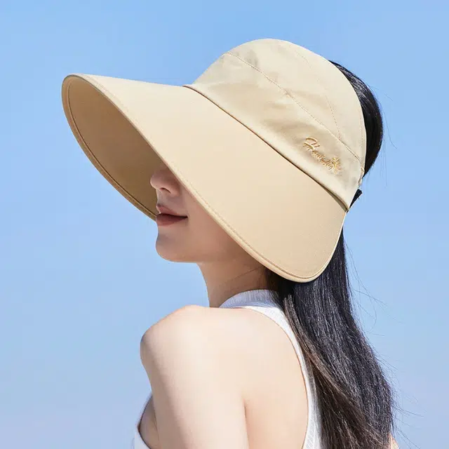 钓鱼熊 简约加大檐遮阳帽日韩春夏新款户外防紫外线太阳帽子女 棉 防晒帽 女款