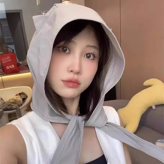 钓鱼熊 无印小恶魔绑带速干遮阳帽子夏季薄款可爱猫耳朵护耳头巾帽 聚酯纤维 防晒帽 男女同款情侣款