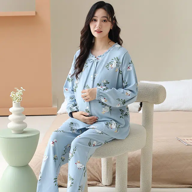 芬腾可安 外出可穿柔软舒适春秋哺乳期可穿月子家居服睡衣套装 女款