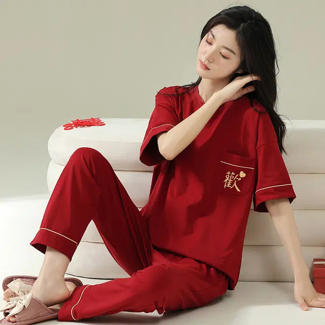 芬腾可安 设计感时尚舒适亲肤细腻套头家居服睡衣套装 女款