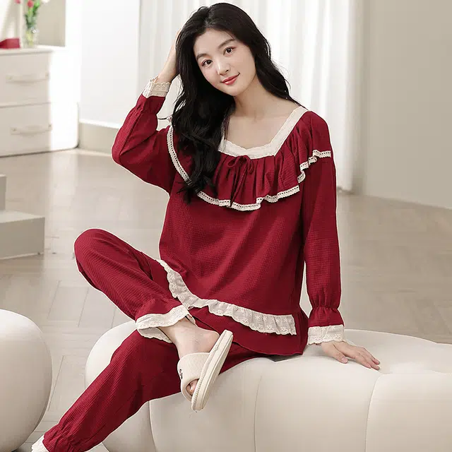 芬腾可安 春秋鸿运喜庆舒适纯棉本命年柔软显瘦亲肤简约家居服睡衣套装 女款
