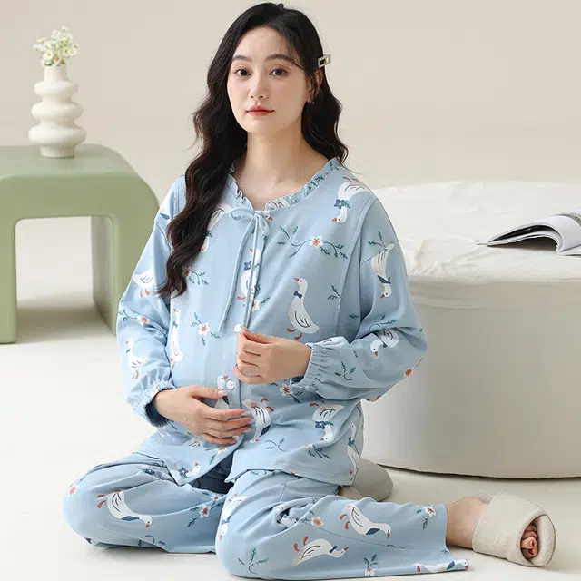 芬腾可安 春秋外出可穿柔软舒适哺乳期可穿月子家居服睡衣套装 女款