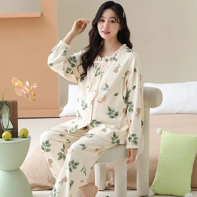 芬腾可安 外出可穿柔软舒适春秋哺乳期可穿的月子家居服睡衣套装 女款