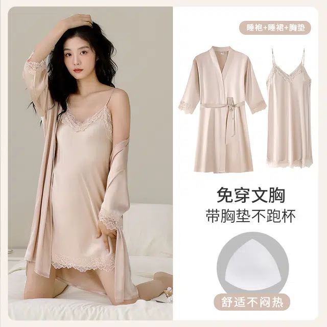 芬腾可安 柔软细腻亲肤透气显瘦顺滑凉爽简约休闲家居服睡袍/浴袍 女款