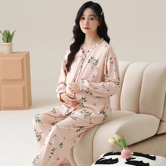 芬腾可安 外出可穿柔软舒适休闲春秋哺乳期可穿的月子家居服睡衣套装 女款