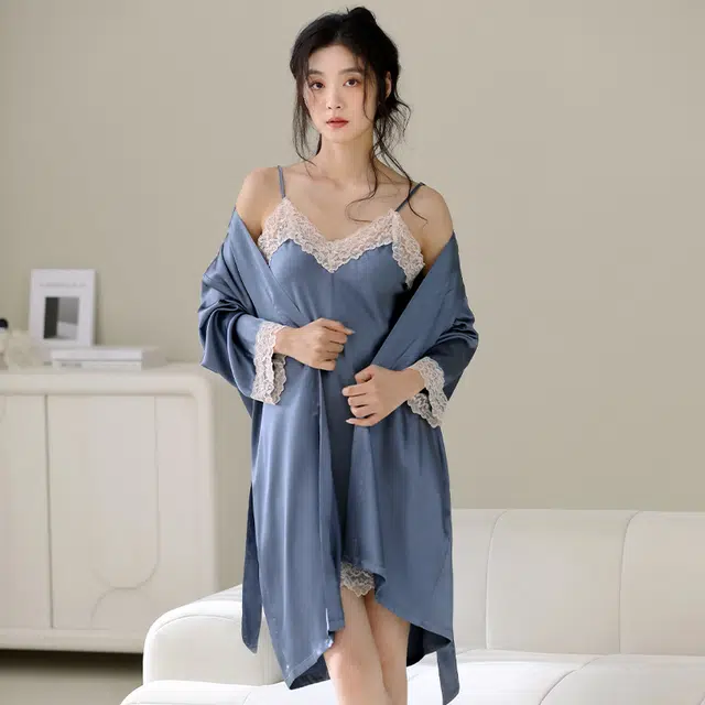 芬腾可安 柔软细腻亲肤透气显瘦顺滑凉爽简约休闲家居服睡袍/浴袍 女款