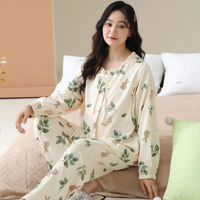 芬腾可安 外出可穿柔软舒适春秋哺乳期可穿的月子家居服睡衣套装 女款