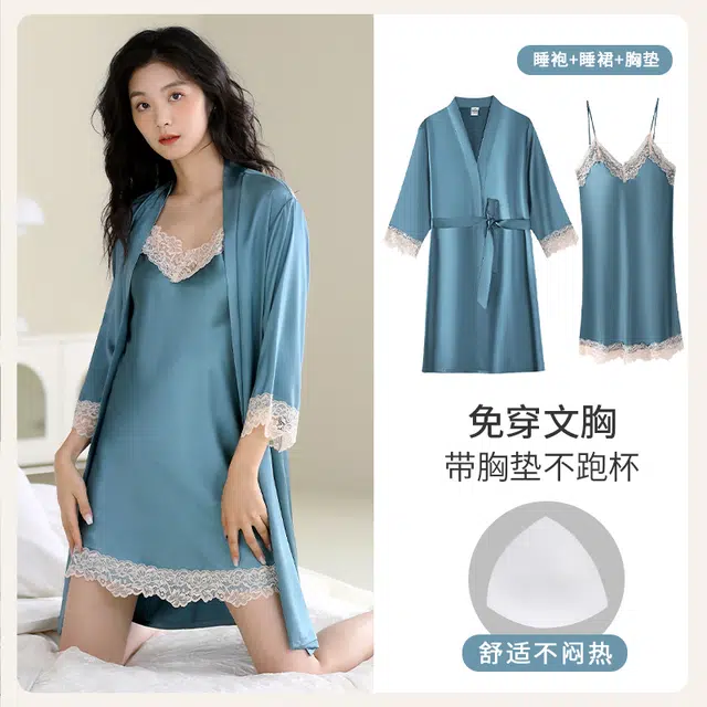 芬腾可安 柔软细腻亲肤透气显瘦顺滑凉爽简约休闲家居服睡袍/浴袍 女款