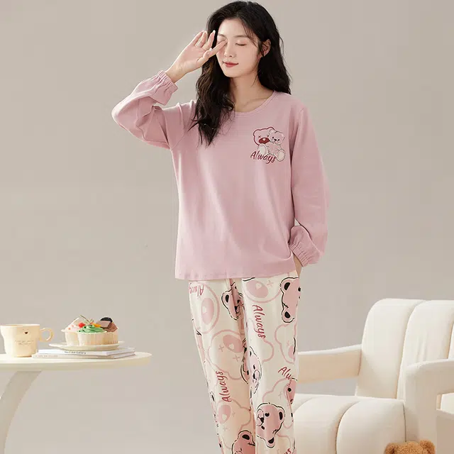 芬腾可安 舒适甜美带胸垫休闲一体式家居服睡衣套装 女款