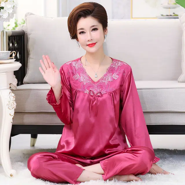芬腾可安 柔软细腻休闲经典亲肤中老年人舒适透气随性时尚优雅可选气质的家居服睡衣套装 女款