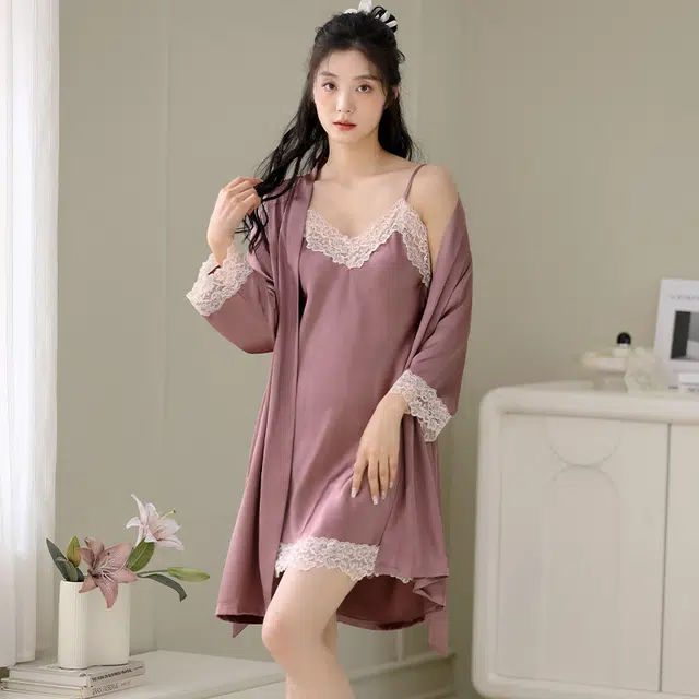 芬腾可安 柔软细腻亲肤透气显瘦顺滑凉爽简约休闲家居服睡袍/浴袍 女款