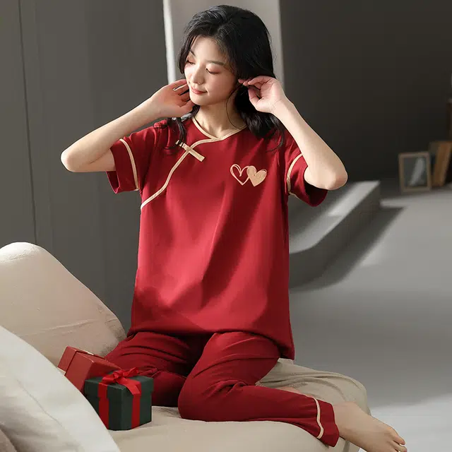 芬腾可安 设计感春夏季套头简约情侣款亲肤细腻时尚舒适家居服睡衣套装 女款