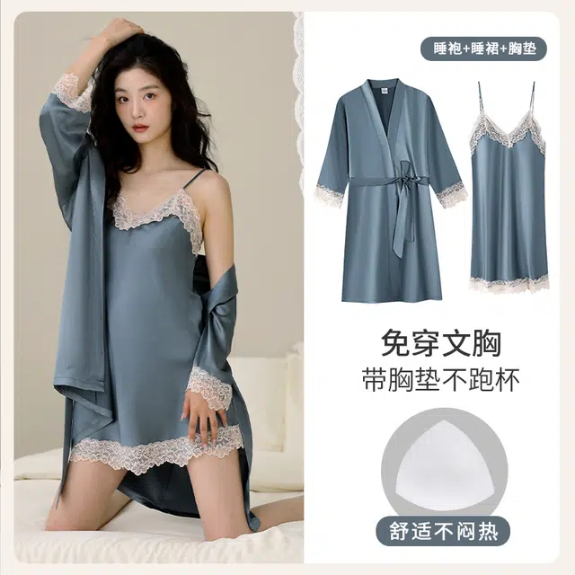 芬腾可安 柔软细腻亲肤透气显瘦顺滑凉爽简约休闲家居服睡袍/浴袍 女款
